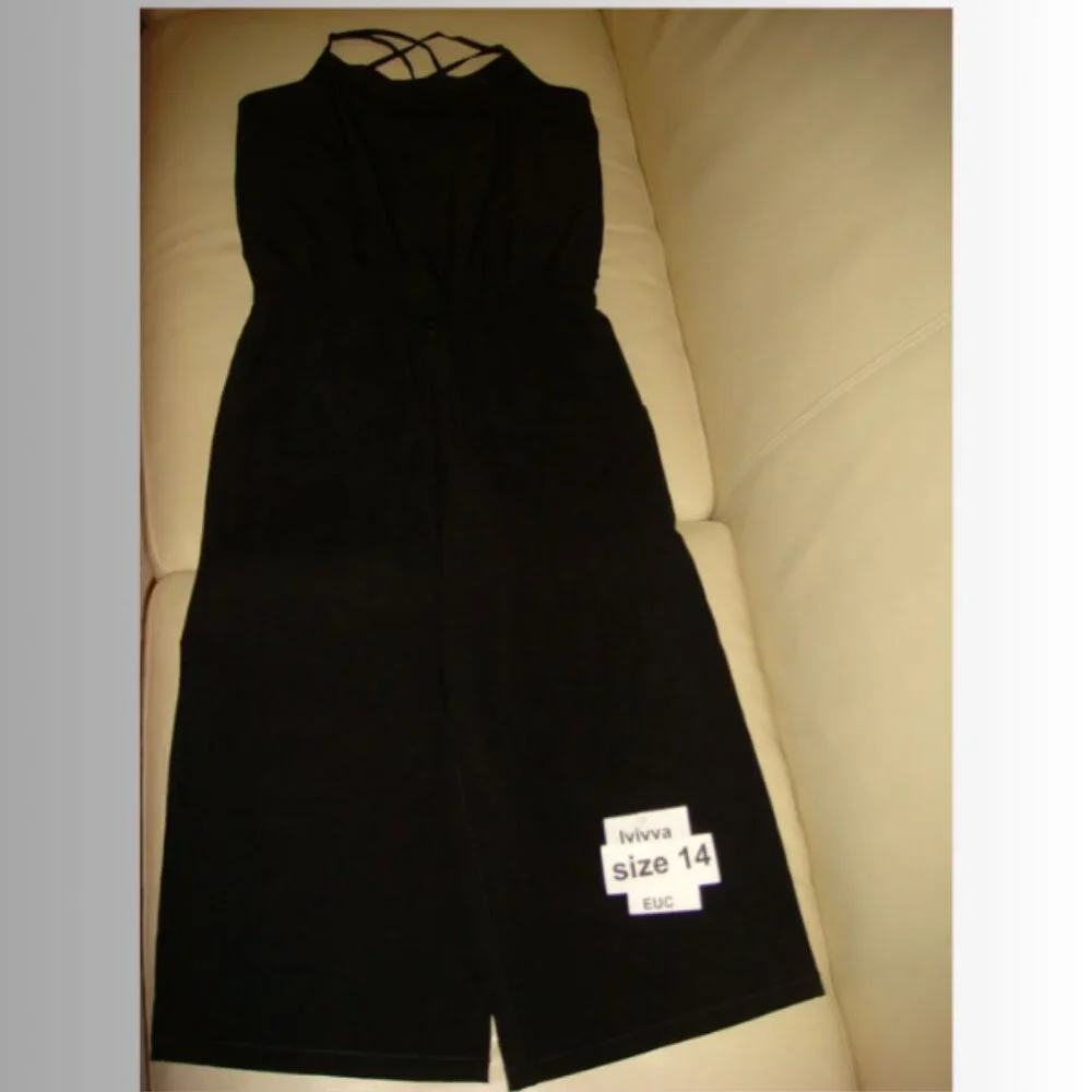 Ivivva Girl by Lululemon 🍋 Free & Fierce Wide-Leg Crop Jumpsuit Black size 14 - Picture 2 of 5